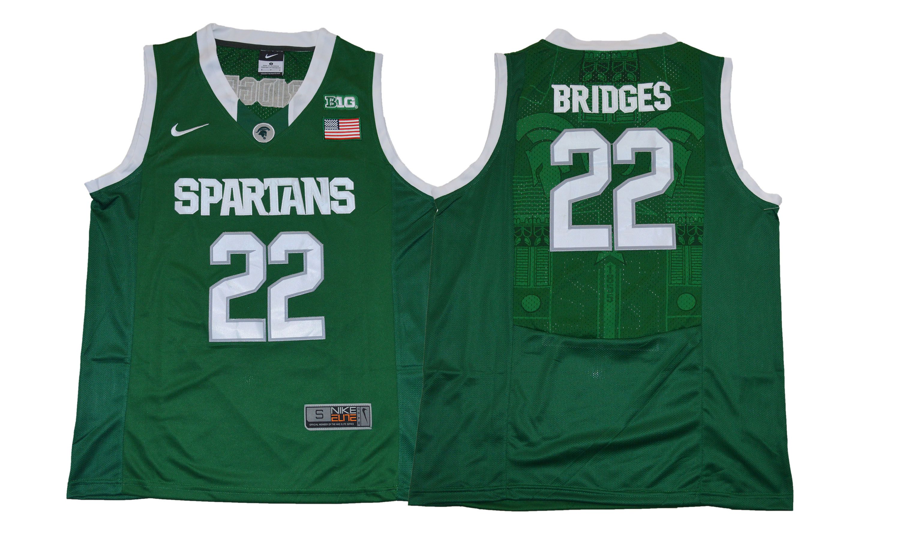 Men Michigan State Spartans 22 Bridges Green Nike NCAA Jerseys